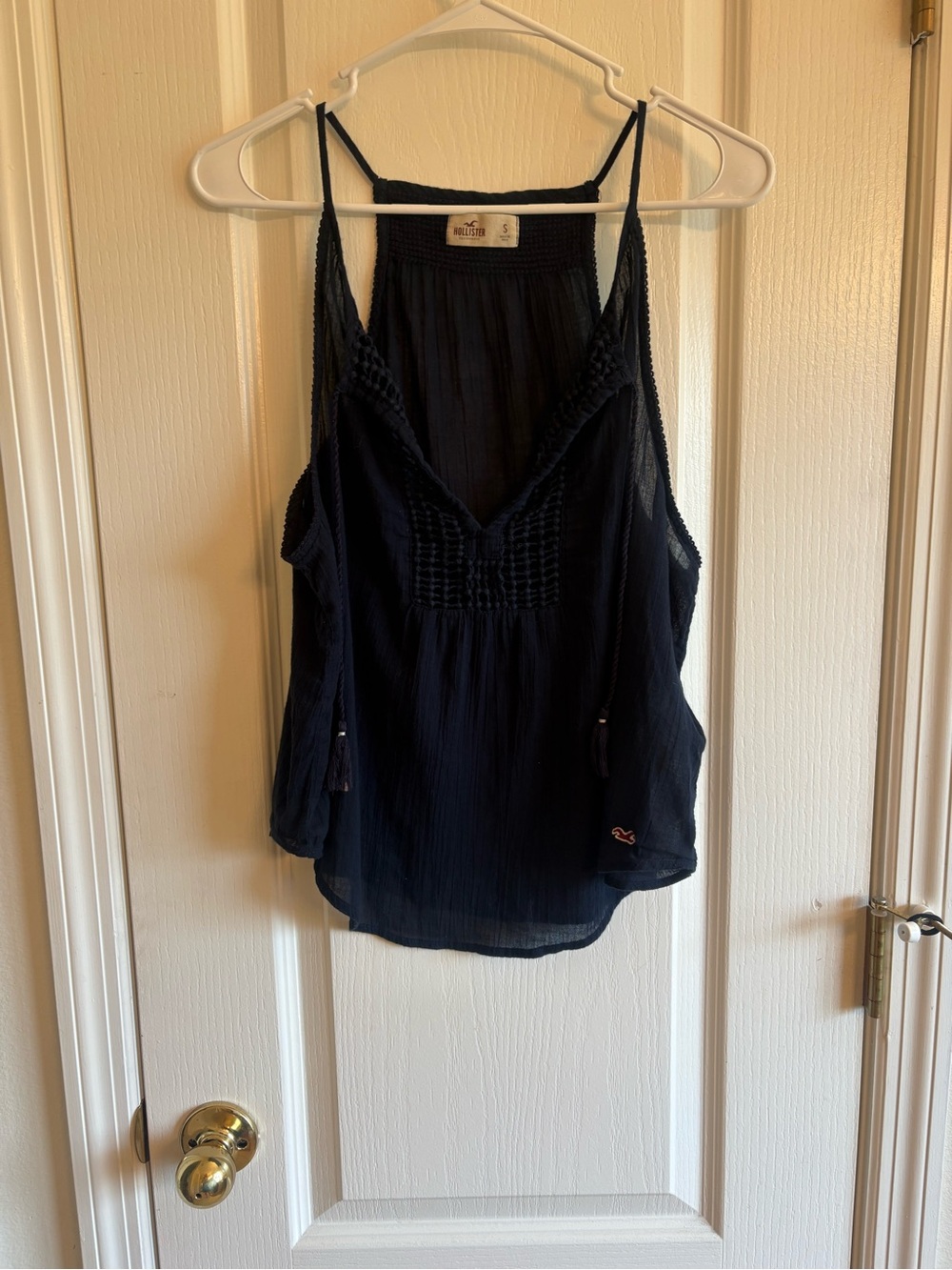 Hollister Navy Blue Spaghetti Strap sheer  Tank Top